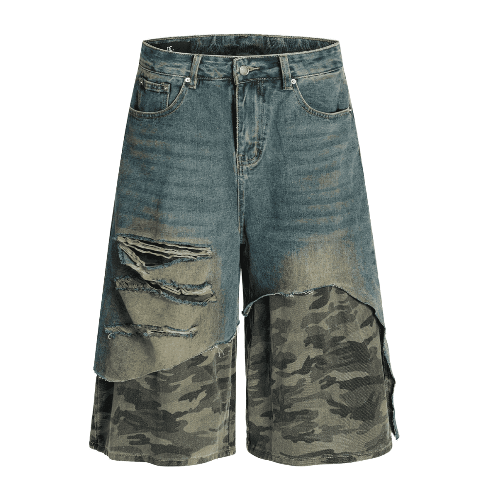 Minerva Camo Denim Shorts